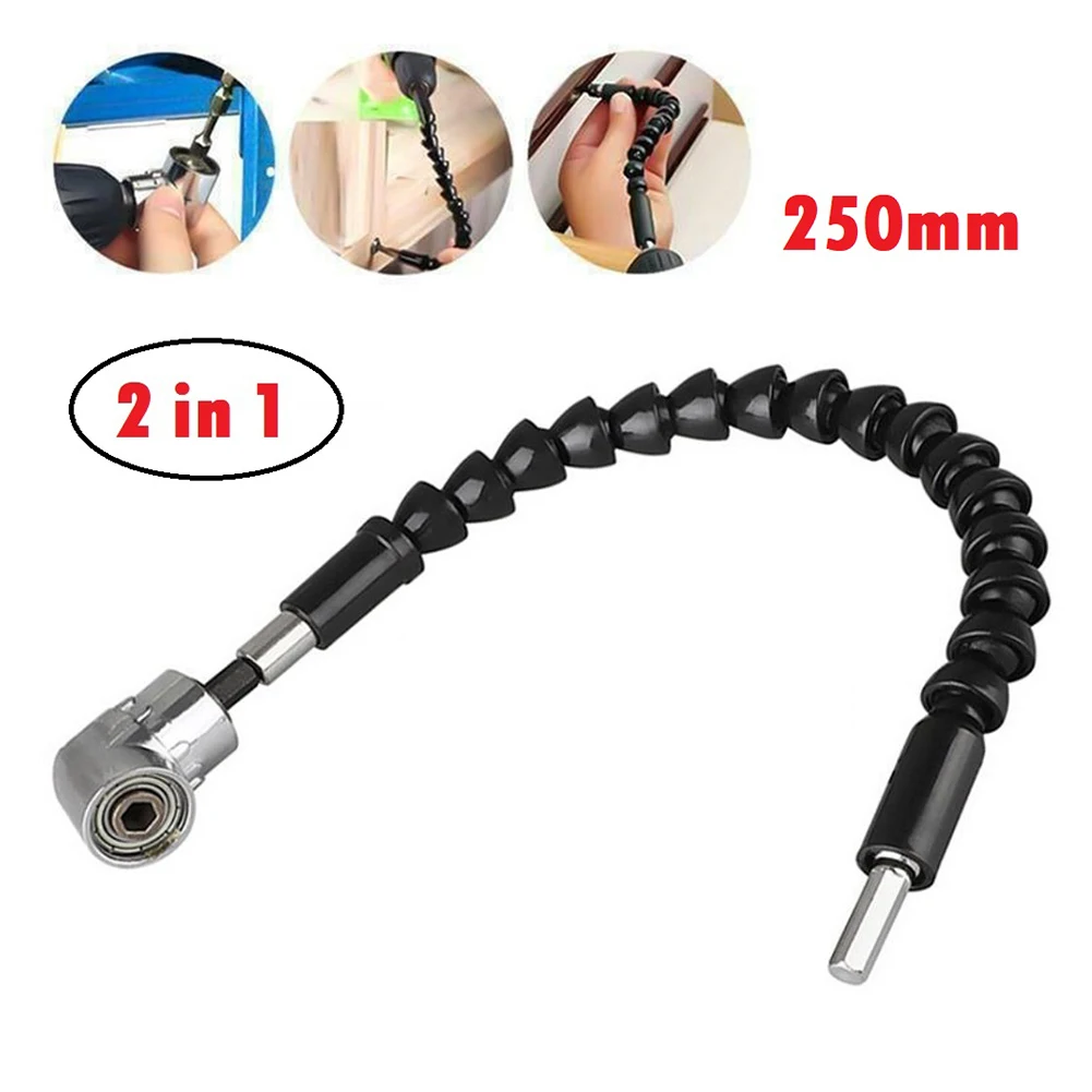 

2-in-1 Degree Right Angle Drill Attachment And Flexible Angle Extension Bit Kit For Drill Or Screwdriver 1/4" Socket Adapter