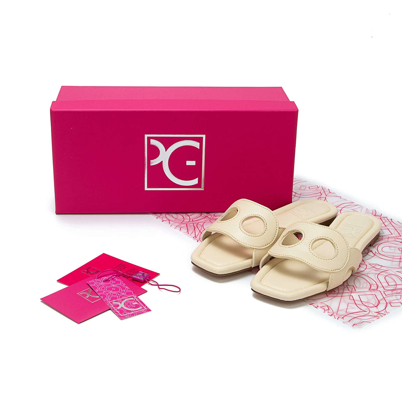 شبشب مسطح أنيق للسيدات من PG Classic، متعدد الوظائف، نمط خارجي، لون سادة، سهل الارتداء، مريح للارتداء الكاجوال