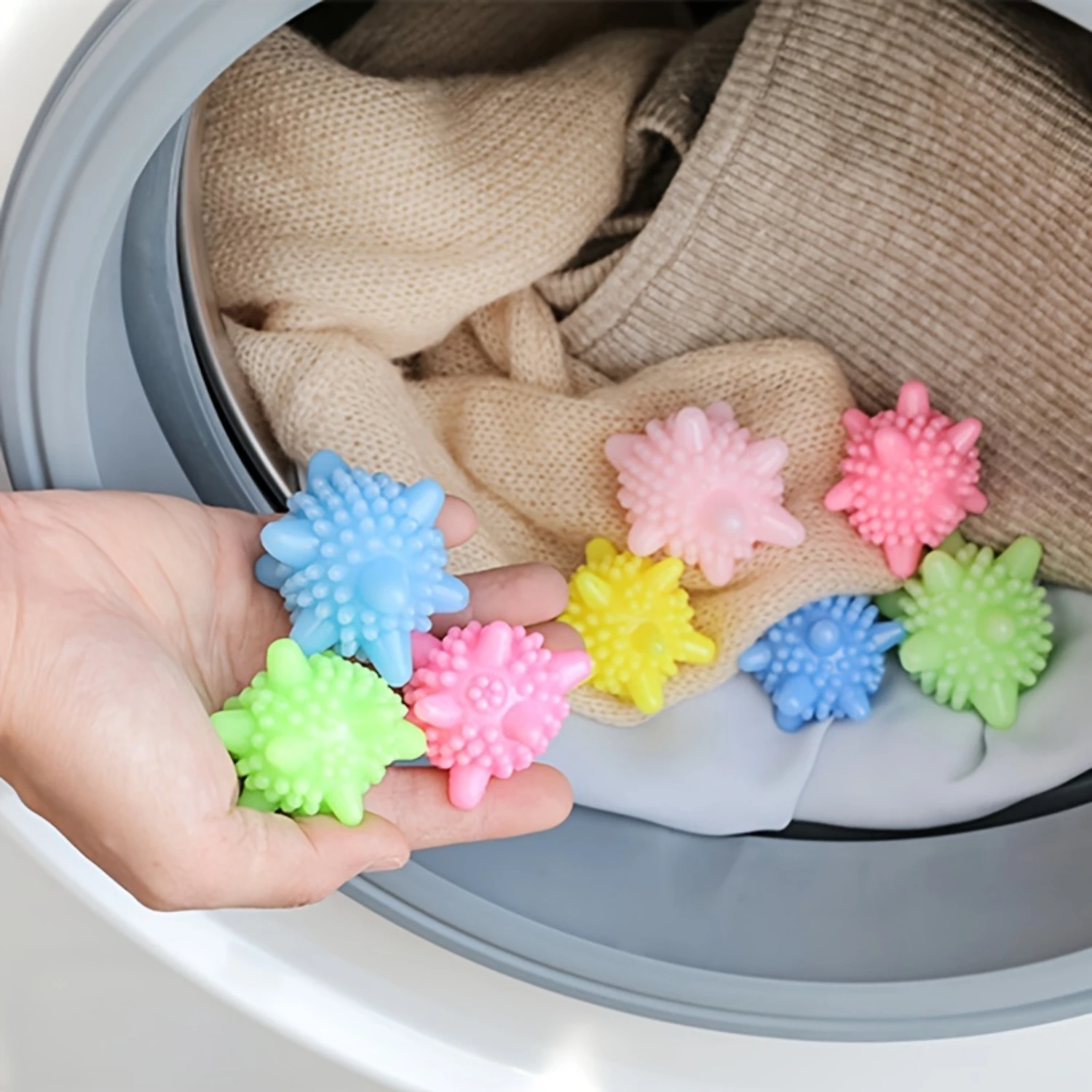 

5pcs Laundry Washing Scrubbing Balls, Fabric Softener Alternative Dryer Ball Lint Catcher Non-Toxic Reusable Cloths Soft Fluffy