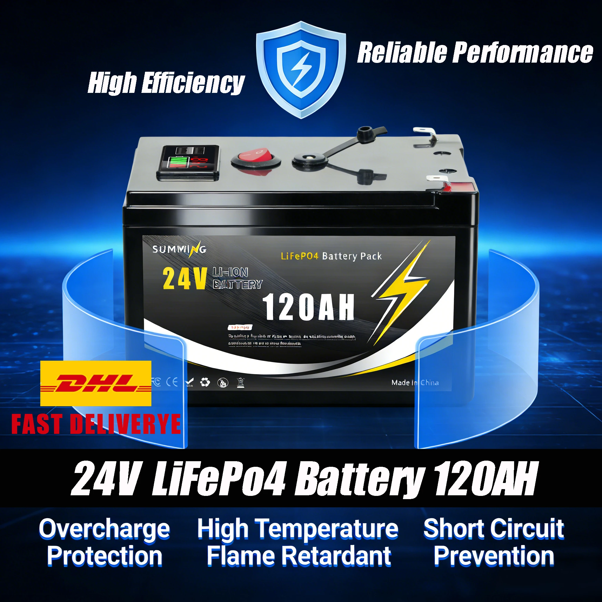 

24V 120AH Solar Battery⌚️Lithium Deep Cycle Battery, Integrated⌛️BMS-Perfect for Solar Systems, Campers, Boats&Cabin Power