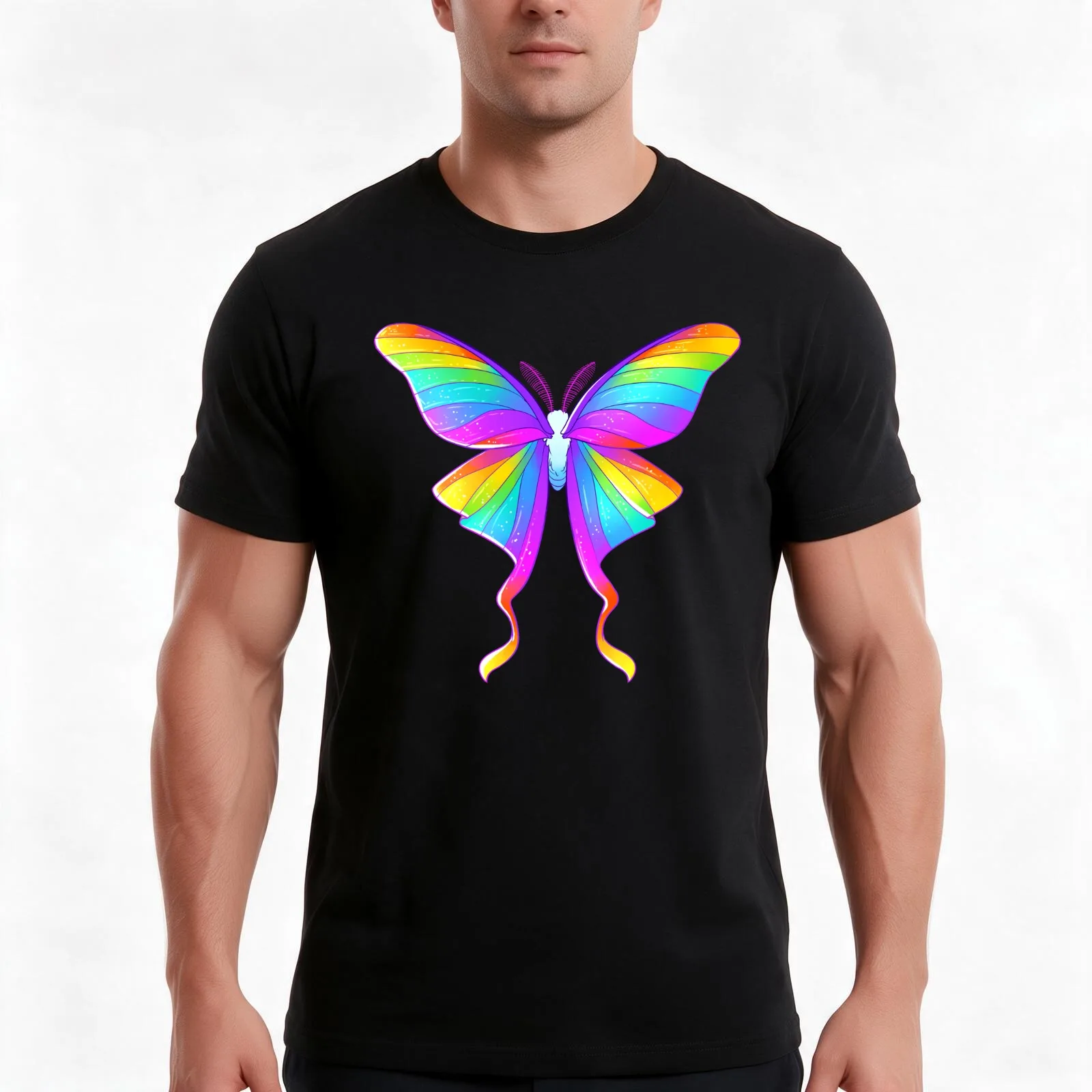 Good Days Will Always Come Again Rainbow Moth T-Shirt, Summer Casual Cotton Tee, Oversized Streetwear Tops, Unisex Men Women