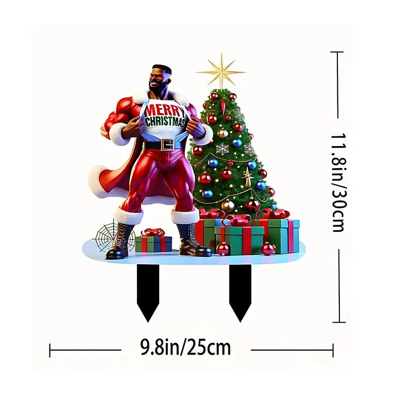 Christmas Yard Stakes Winter Christmas Lawn Sign Decoration Waterproof Holiday Decoration Flat Garden Lawn Decor For Easter