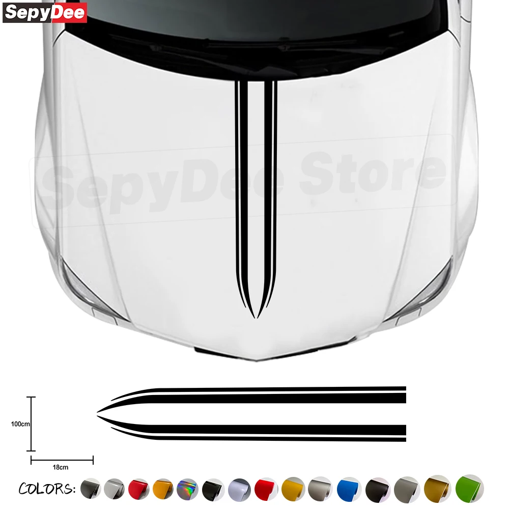 

2Pcs Universal Creative Stripes Car Hood Stickers for Sedan Coupe SUV Engine Cover Bonnet Decor Vinyl Film Decal Car Accessories