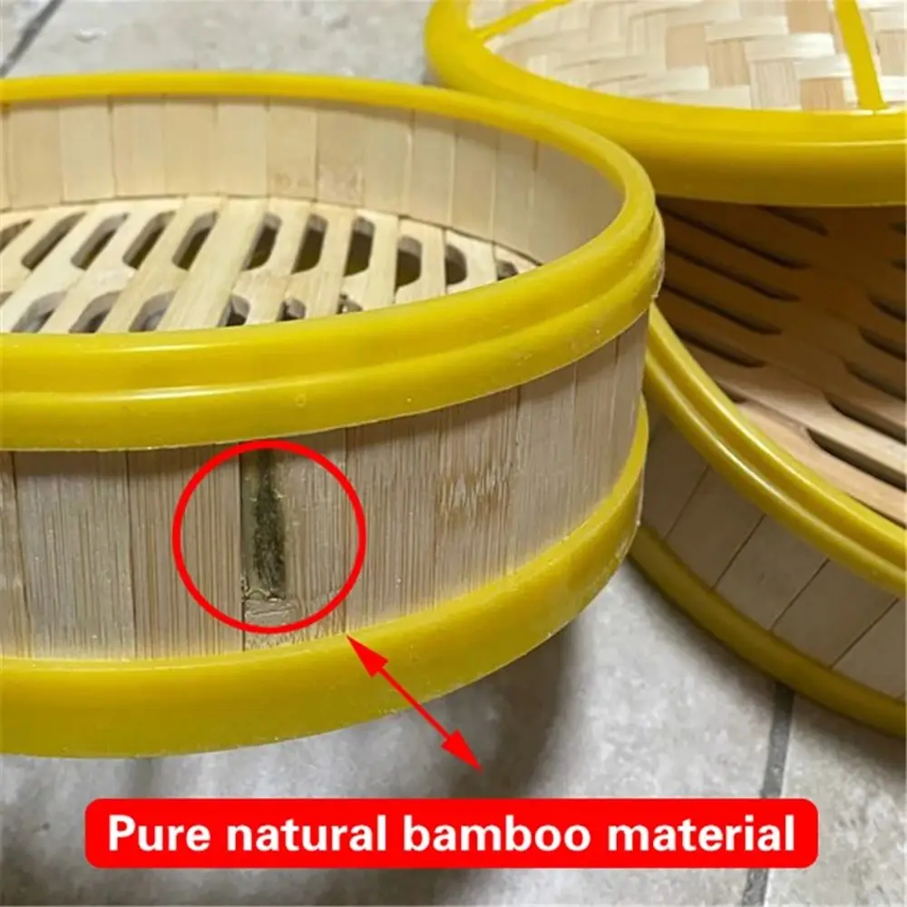 1Pcs Durable Handmade Bamboo Steamer 3.5-8 inch Multi-function Steamer Basket With Lid Kitchen Cookware Cook Sticky Rice