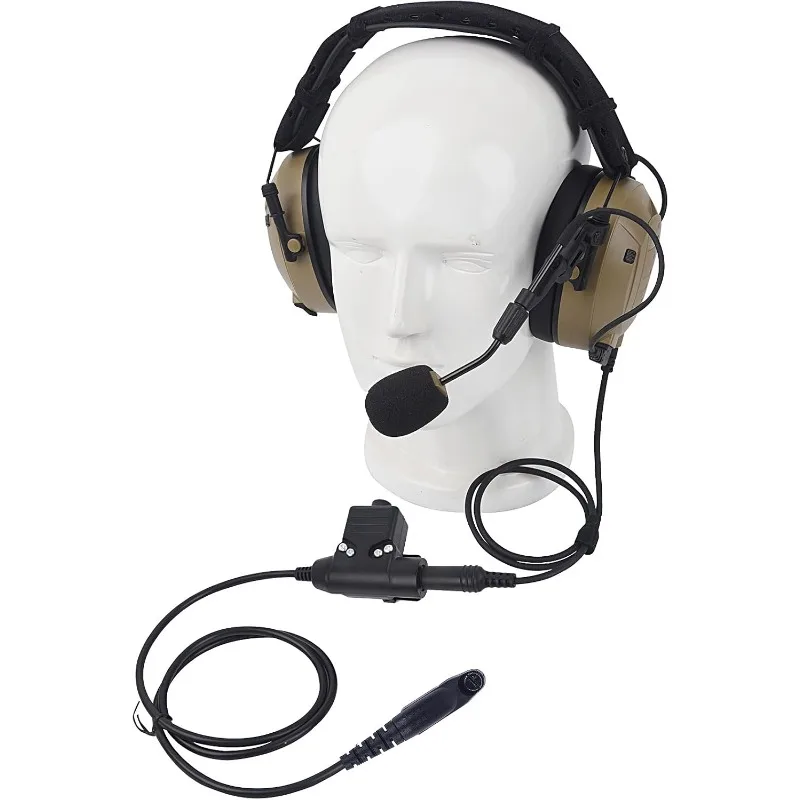 NRR 26dB Noise Cancelling Military Airsoft Communication Headphones Tactical Headset with U94 Ptt Boom Mic for 6 Pin Motorola gp