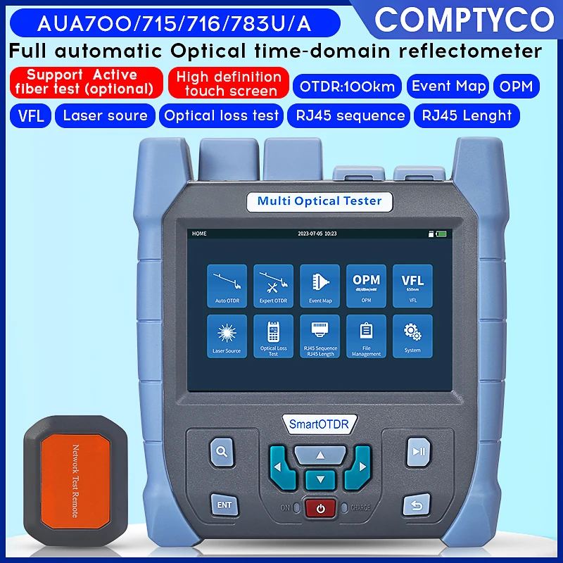 COMPTYCO OTDR AUA-783U/A 850/1310nm 22/24dB Fiber Optic Reflectometer Touch Screen VFL OLS OPM Event Map Ethernet Cable Tester