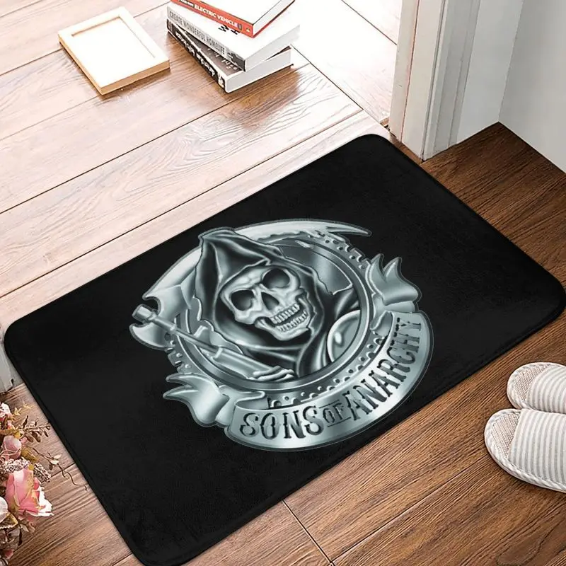 Custom The Death Reaper Sons Of Anarchy Floor Door Bathroom Kitchen Mats Anti-Slip Outdoor Doormat Entrance Rug Carpet Footpad