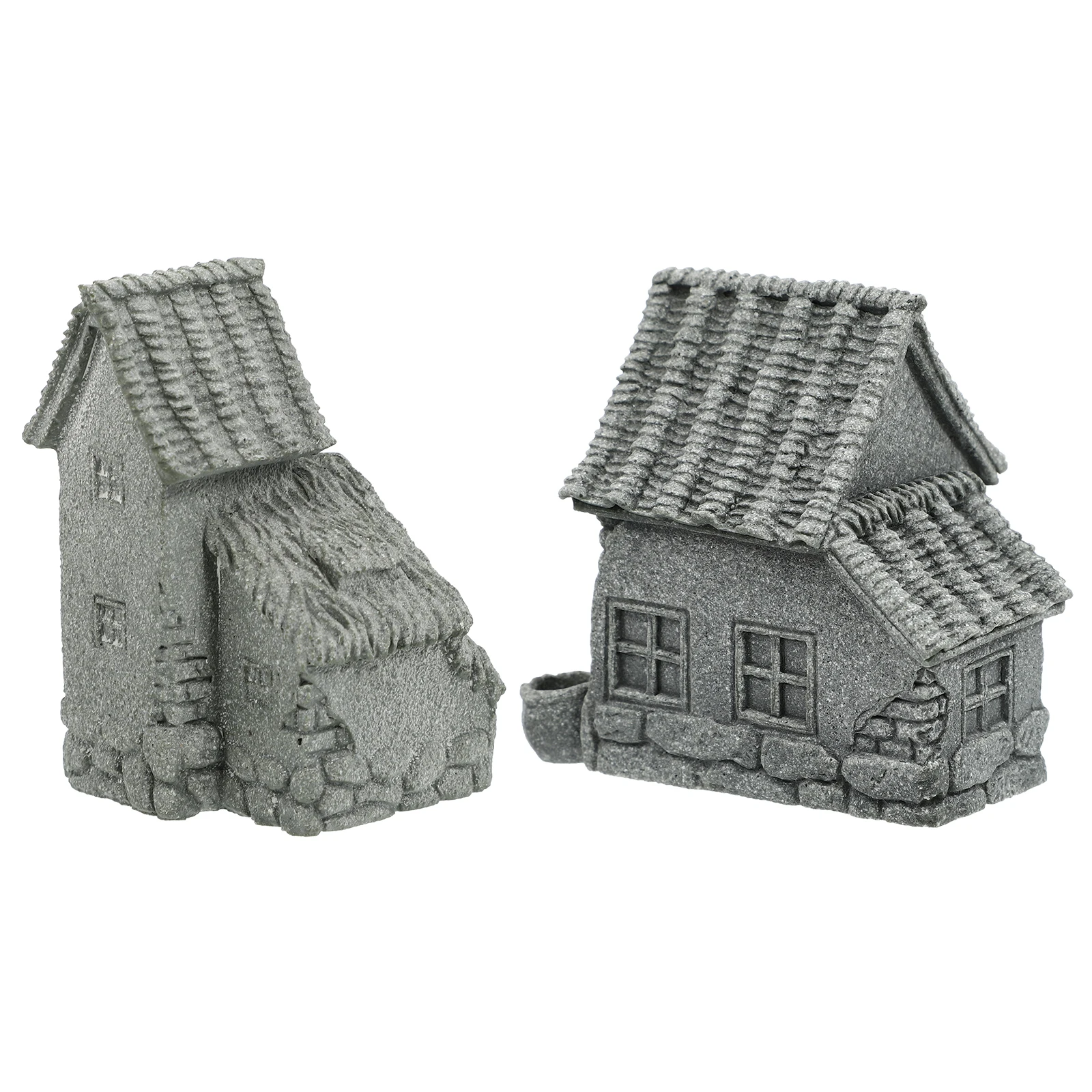 

2Pcs Delicate Sandstone House Ornaments Realistic Design Home Tabletop Adornments Miniature Garden Bonsai Decoration