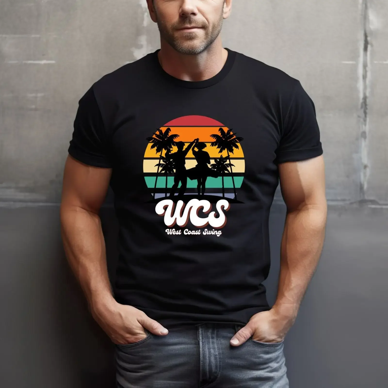 West Coast Swing T Shirt Dance WCS For Dancer vintage Washed fashion graphic Unisex Stretched homme Versatile Breathable