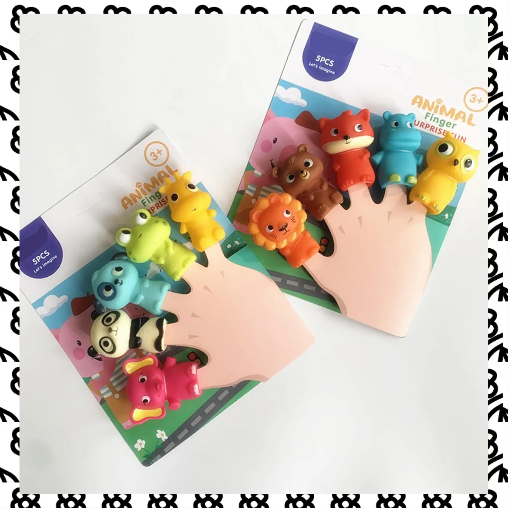 

A07I 2 Set Finger Puppets For Children And Babies Bath Toys Hand Puppets Set Early Educational Toys, Elephant & Piggy