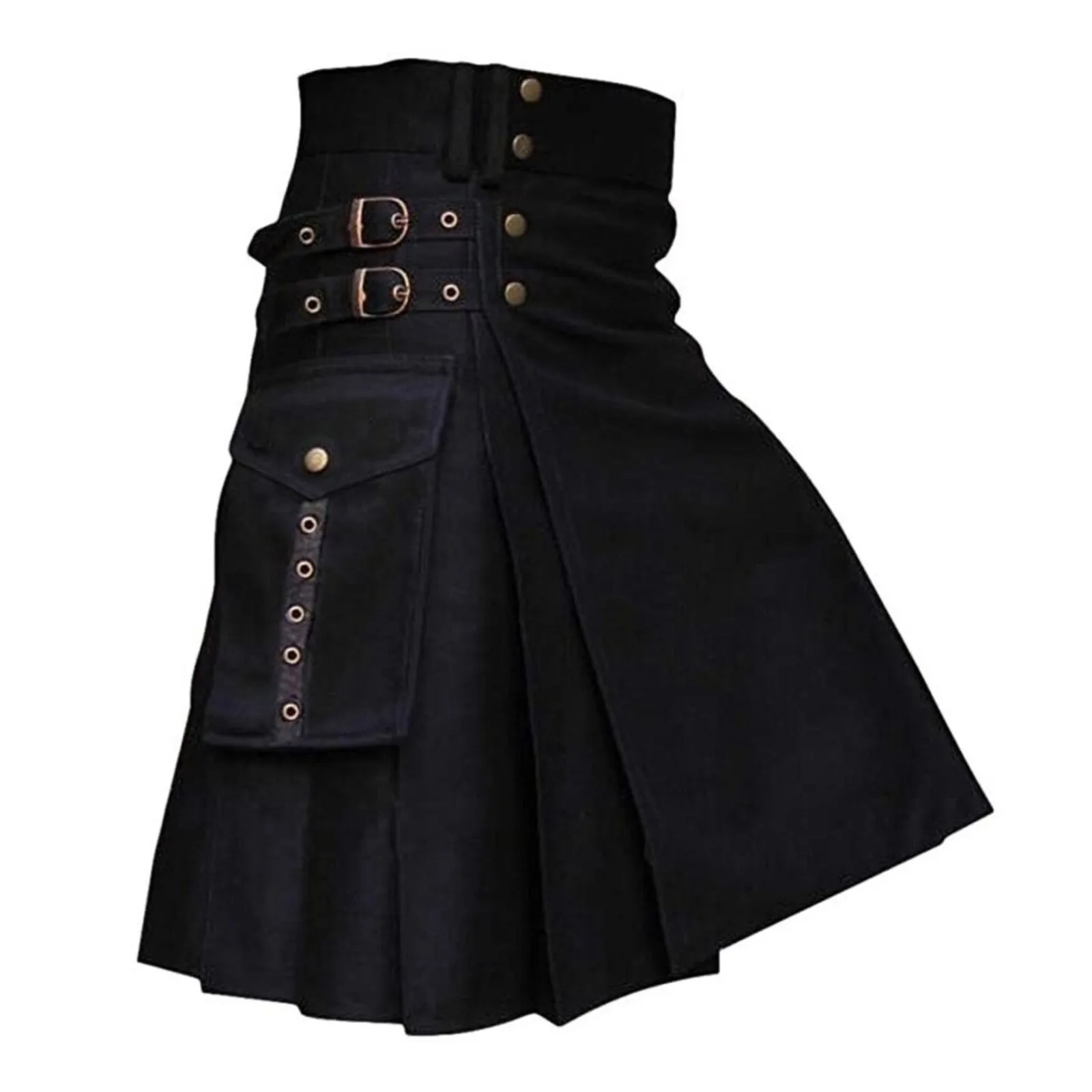 New Male Design Sense Fashion Trend Scottish Festival Dresses Solid Color Medieval Pleated Half Bodies Skirts Vintage Kilt