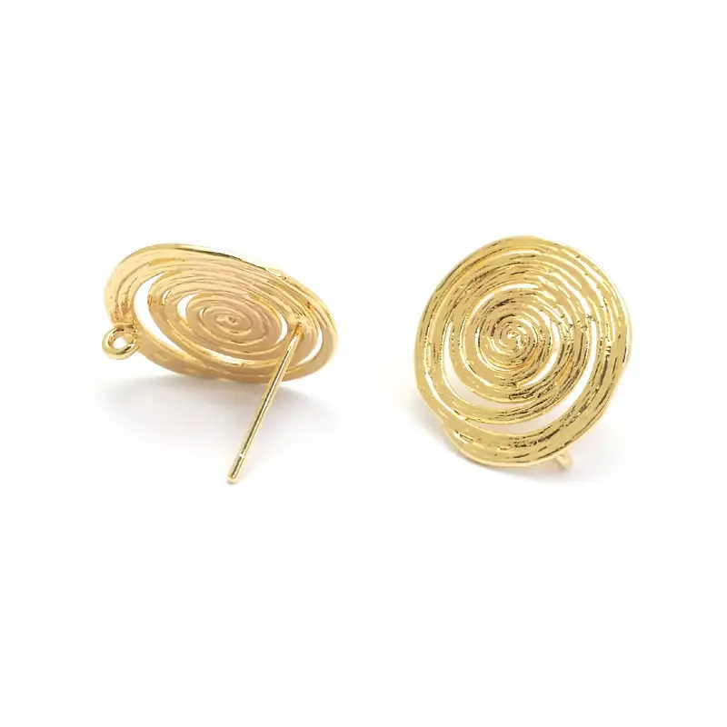 18K Gold Color Brass Striped Inward Arc Surface Smooth Wave Round Stud Earrings Women Earrings Diy Jewelry Accessories Making  image 6