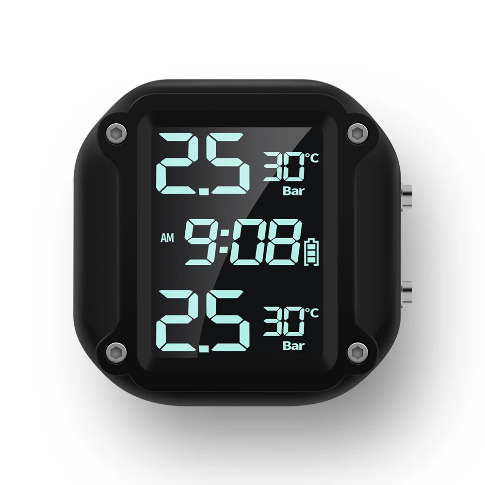 M5 Motorcycle TPMS Tire Pressure Monitor 433MHz Wireless LCD Display 0-6Bar Alarm for Motorcycle Scooter