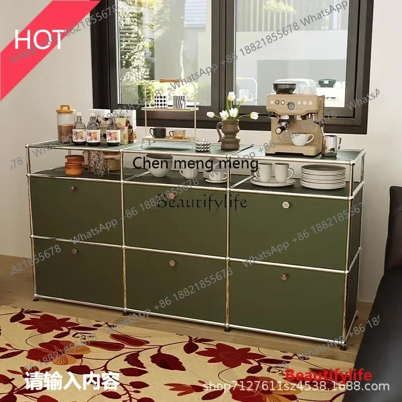 

New style New Olive green TV module combination cabinet Stainless steel multi-functional storage chest ss 8617