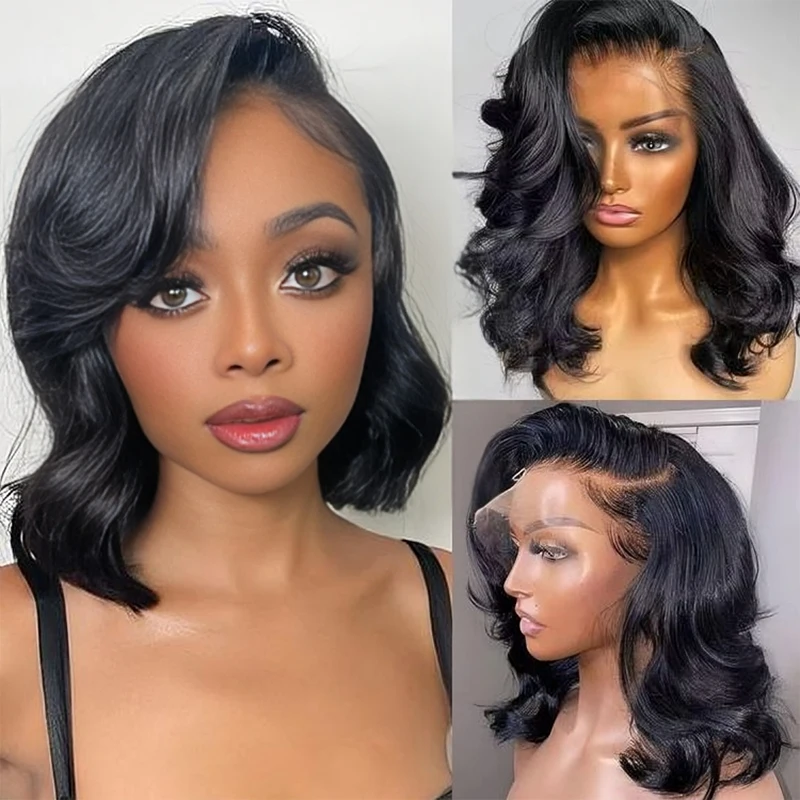 

HD Transparent Short Bob Body Wave 13x4 13x6 Lace Front Human Hair Wigs Lace Frontal Glueless Ready To Wear 5x5 Closure Wig