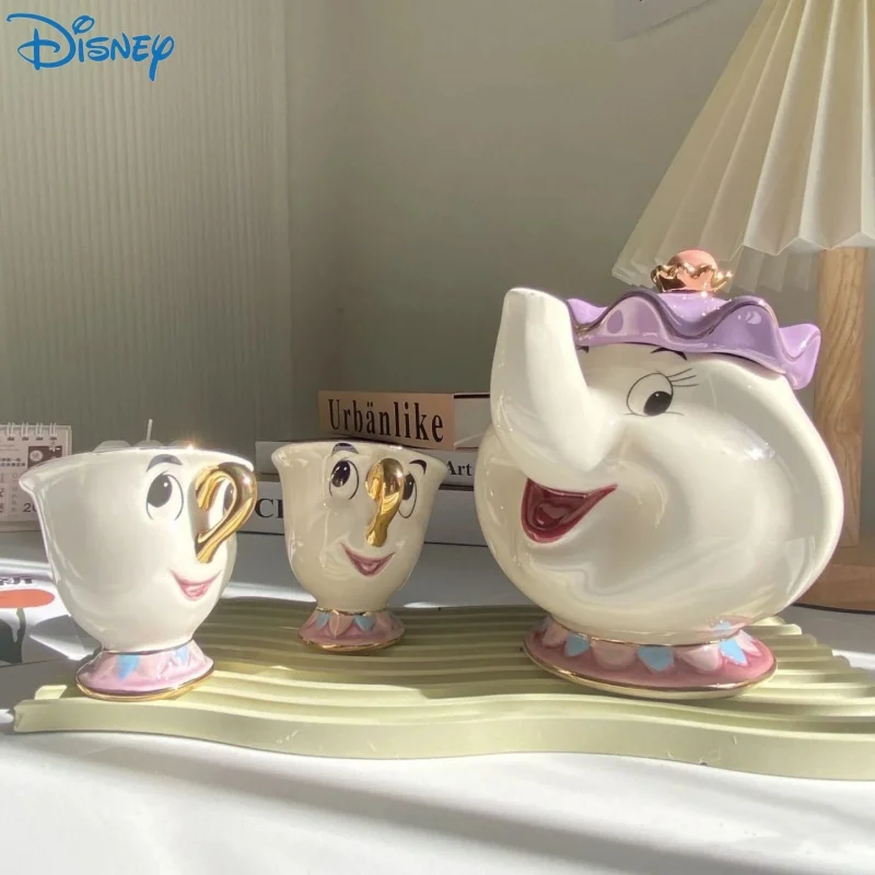 Disney Teapot Cute Cartoon Beauty And The Beast Coffee Pots Mug Mrs Potts Chip Cup Tea Cup Pots  Tea Sets Droshipping Gifts