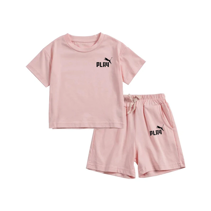 2024 Summer style Casual sports cartoon print pantaloncini a maniche corte suit abbigliamento quotidiano per bambini