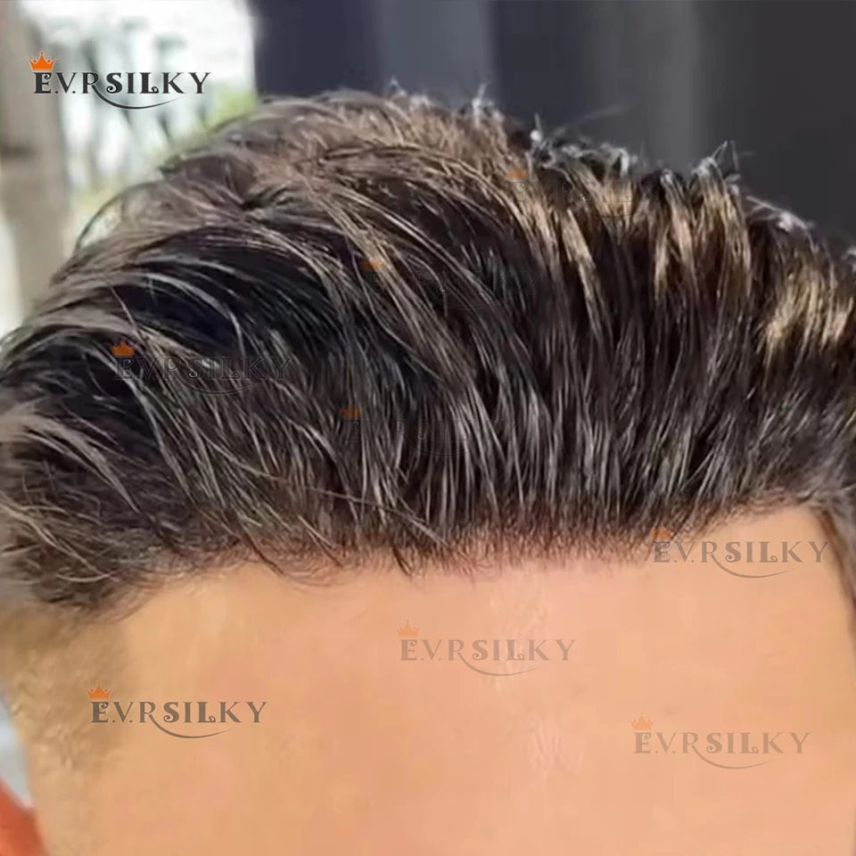 

Natural Hairline #2 Brown Men Toupee Wig 30mm Natural Wave/Straight Durable 0.1MM Poly Skin Grey 1B10 Human Hair Capilla Prosthe