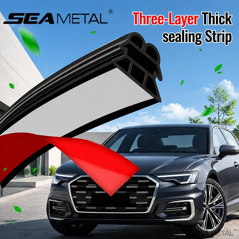 SEAMETAL Three Layer Thick Car Door Rubber Seal Strip Auto Weatherstrip Sealing Noise Insulation for Car Door Trunk Hood 5M