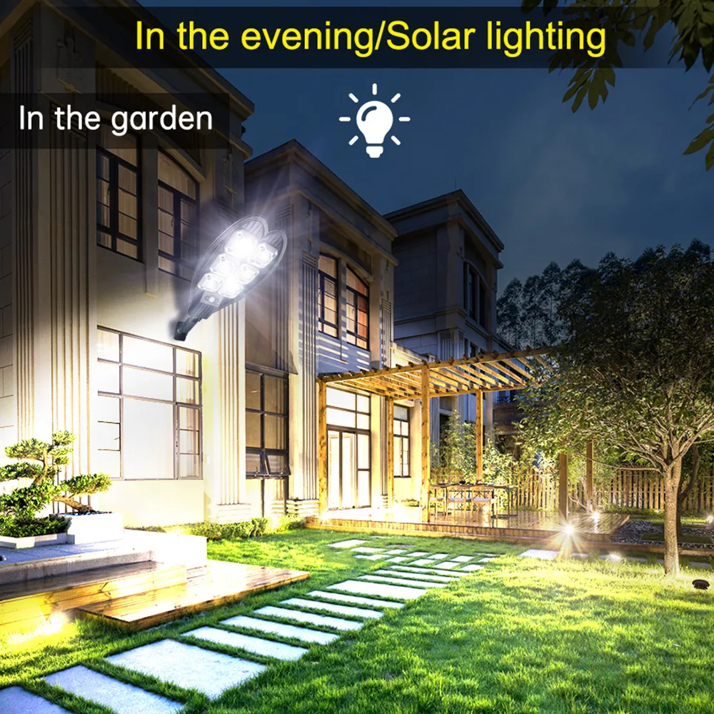 108COB Outdoor Solar Street Lamp with Motion Detector Remote Solar Lights Outside Garage Yard Patio Garden Security Lighting