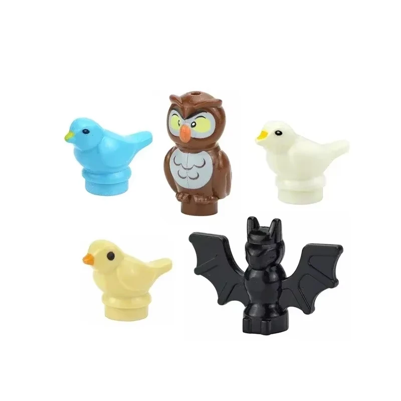 MOC Tier-Szenen-Bausteine Katzen Hunde Schafe Schweine Hühner Adler Papageien Delfin Zoo Zubehör DIY Spielzeug Bausteine T14
