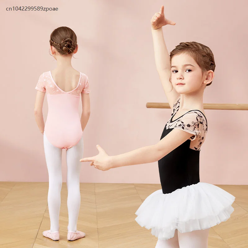 

Girls' Ballet Embroidery Splicing Dance Jumpsuit Short-sleeved Gymnastics Jumpsuit Children's Ballet Dance Training Clothes 2025