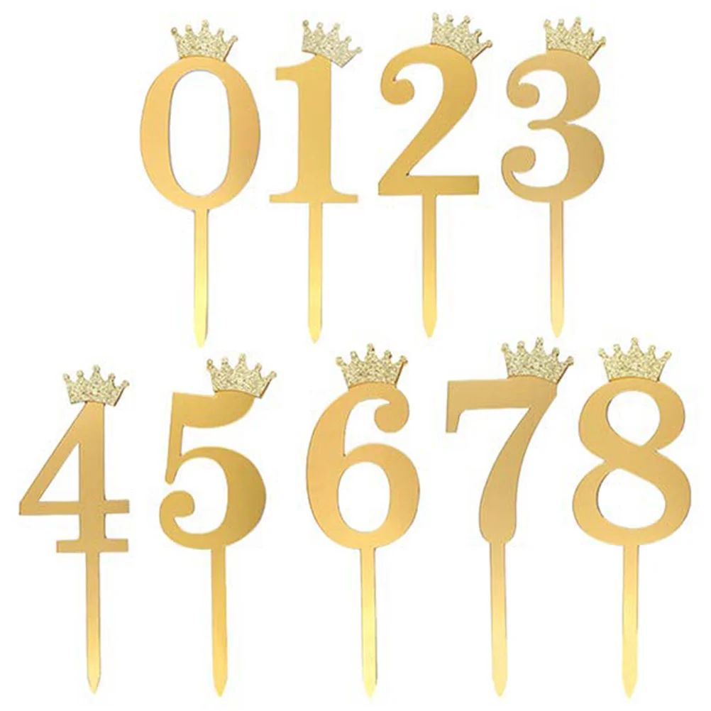 

10 Pcs Top Hat Cake Number Decoration Gold Topper Birthday Paper Party Decorations