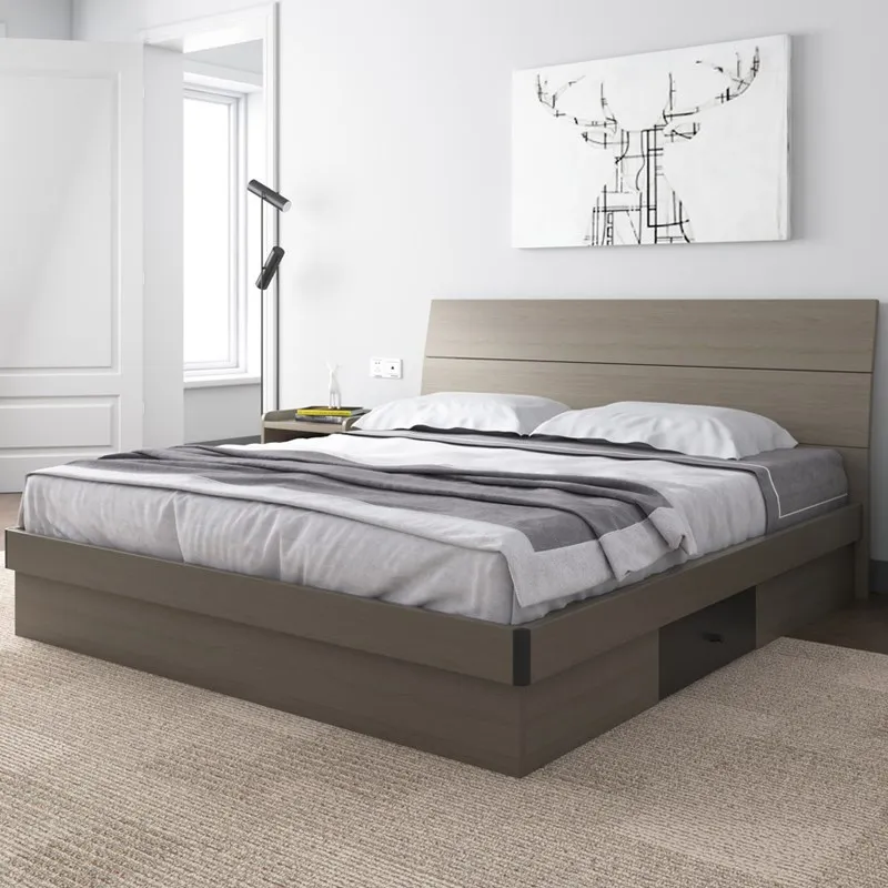 Storage of modern bed furniture with king bed frame