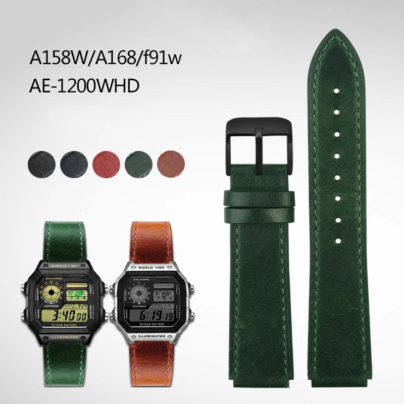 

New Retro Genuine Leather Watchband for Casio A158W/A168/f91w/AE-1200WHD/A158/A159/A16 Vintage Watch Bracelet Strap