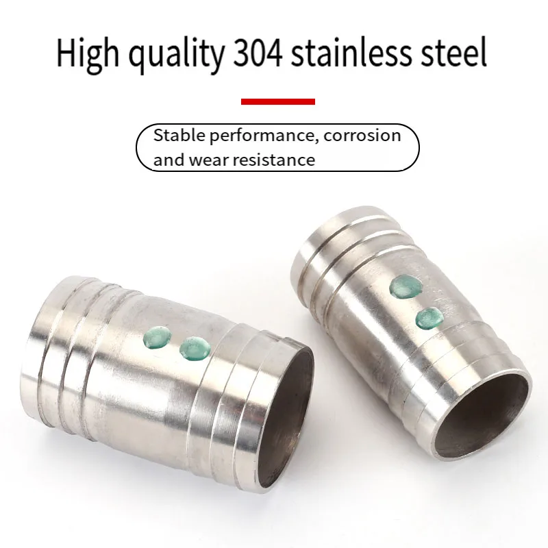 

304 Stainless Steel Barbed Straight Through Two-Way Connector 6-41mm Hose Fitting for Hydraulic Pneumatic Pipes