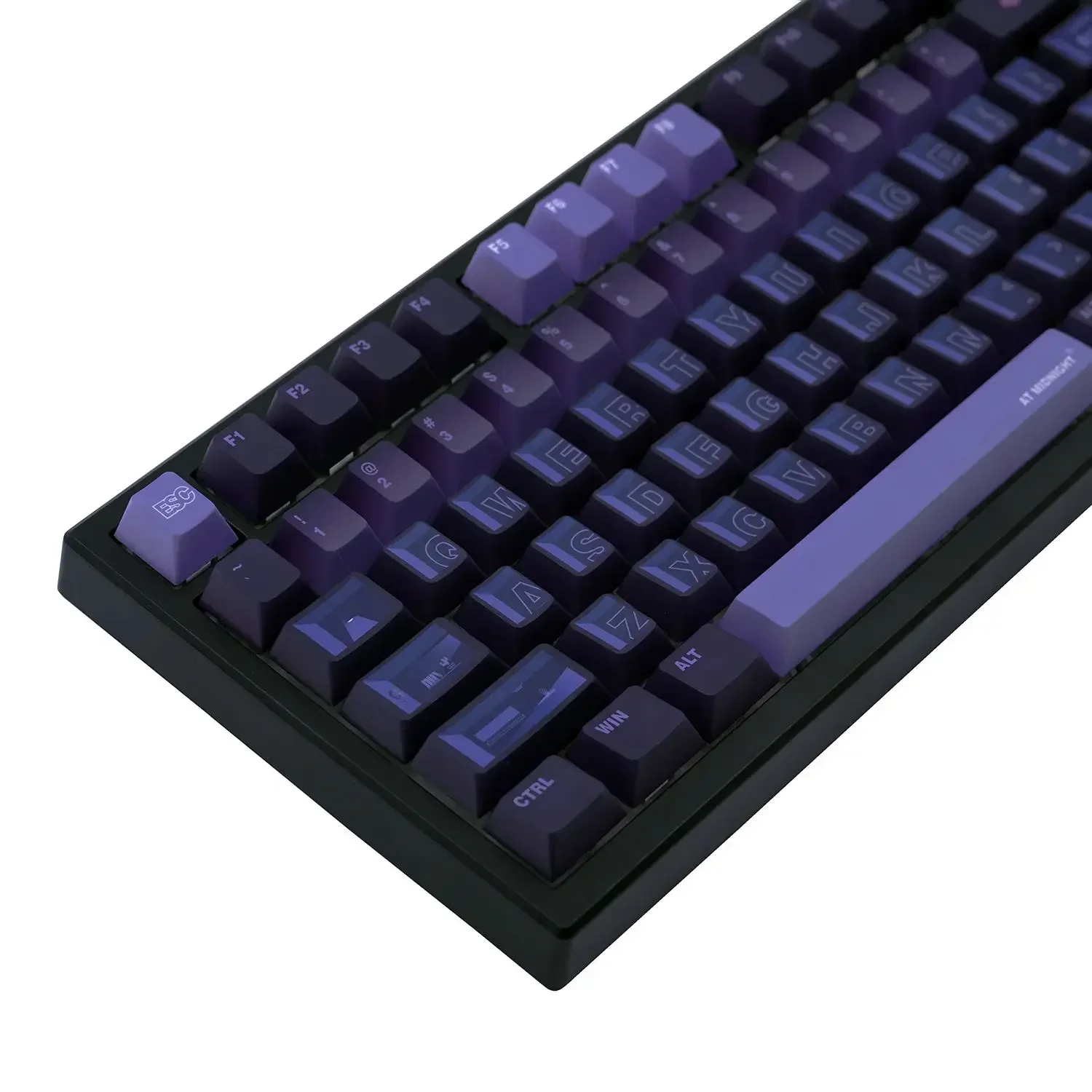 

Purple gradual change keycap small full set of pbt material hot sublimation process applicable to mechanical keyboard original t