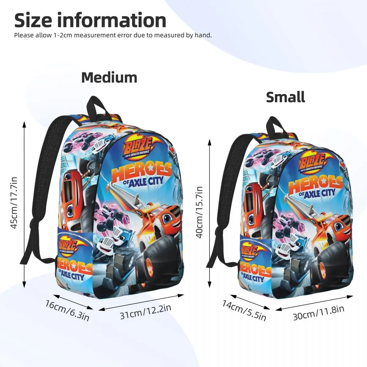 Blaze And The Monster Machines Heroes Of Axle City Backpack for Kindergarten Primary School Student Bookbag Boy Girl Kid Daypack