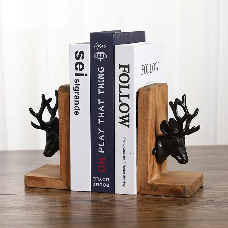 

Handmade Reindeer Bookend - Solid Wood Book Stand, Desktop Organizer, Home Office Decor