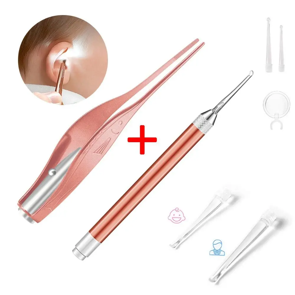 With 5x Magnifying Glass LED Luminous Ear Scoop Gentle Cleaning Multi-Use Ear Tweezers Safe Design Ear Pick For Adult Children