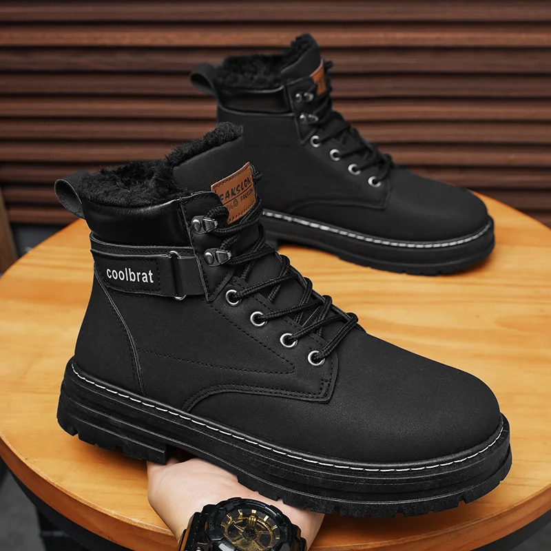 

Retro Winter Luxury Shoes Men's Velvet High Top Boots with Western Denim Style Fashionable and Can Be Paired with Work Pants