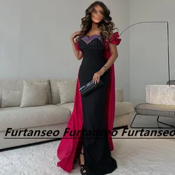 Dubai Women's Evening Dress Off The Shoulder With Crystal Mermaid Sweetheart Shawl Brush Train Vestidos Para Eventos Especiales