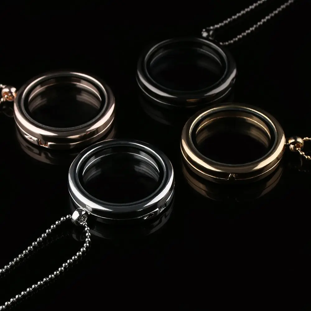DIY Crystal Charms Floating Jewelry Round Glass Living Memory Locket Pendant Necklace