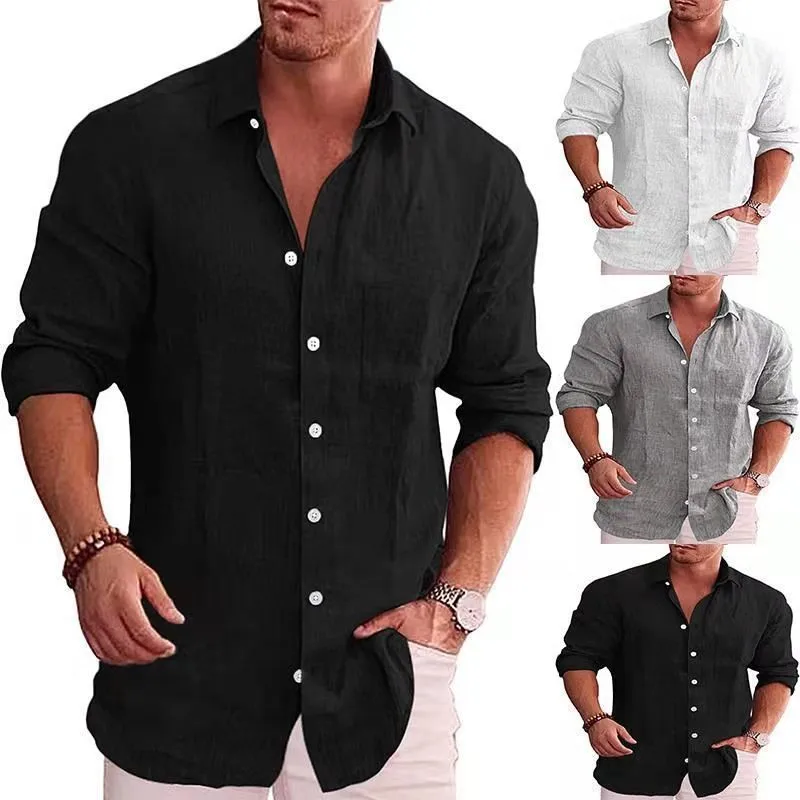 Casual Long Sleeve Shirt Regular Fit Ethnic Style with Patchwork Lapel Collar Turn Down Collar Cardigan Blouse Men Shirts Spring