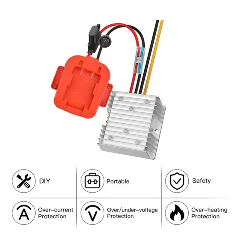 SQPP-For BLACK+ DECKER 20V Battery Adapter Step-Down Converter 20V-12V 20A 240W Inverter Buck Converter Power Wheel