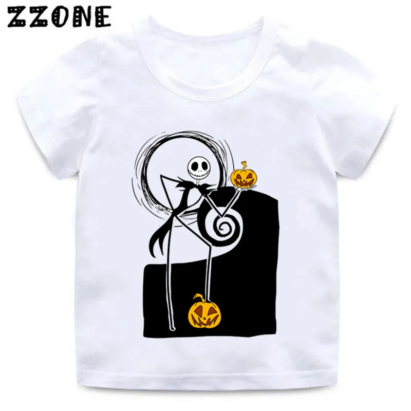 Halloween Town Pumpkin King Jack Skellington Print Kids T-Shirts Funny Girls Clothes Baby Boys T shirt Summer Children Tops
