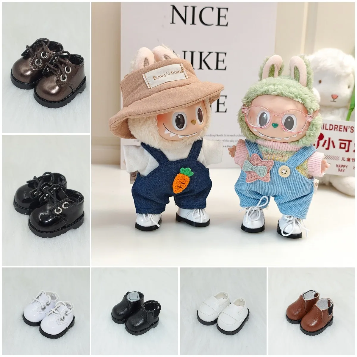 Cotton Dolls Leather Shoes Suitable for 17cm labubu Shoes Boots Toys Casual Sports Shoes Dolls Accessory