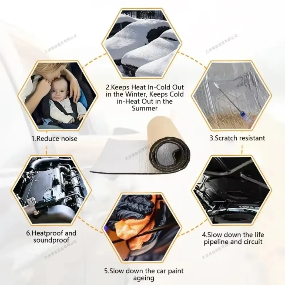 200x50cm 5/10mm Sound Deadener Mat Auto Acoustic Thermal Mat Sound Proof Wall Panels Car Deadening Noise Insulation Mats for Car image 2