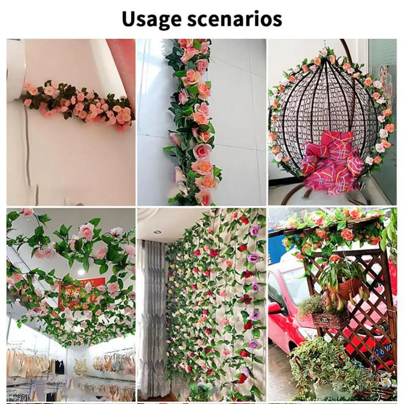 زهور ورد صناعية لحفلات الزفاف ، نباتات وهمية ، كرمة الروطان ، كرمة ذاتية الصنع ، قوس الحديقة ، ديكور المنزل ، عيد الميلاد ، الربيع ، الخريف