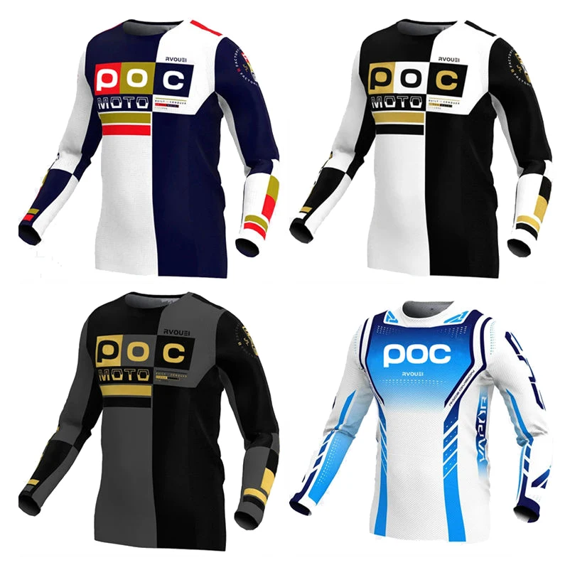 Rvouei Poc Cross Country Mountain Bike Jersey Short Sleeve Downhill T Shirt MTB Shirt Offroad MX Enduro Bicycle Jersey Motocross