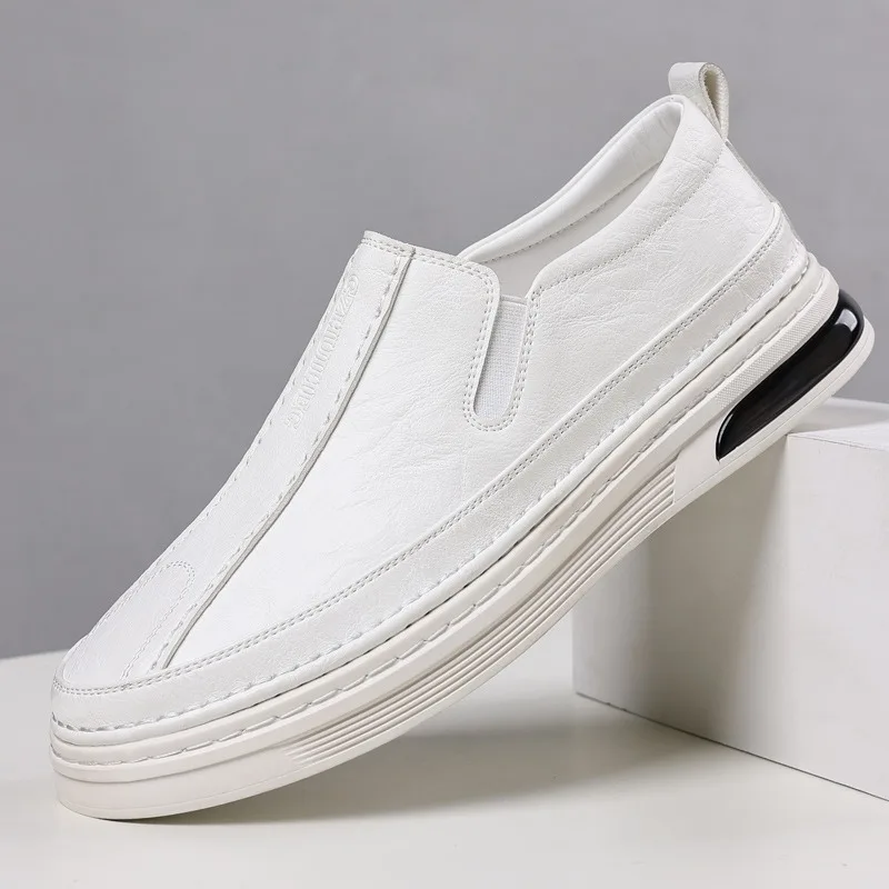 2025 Spring Autumn Soft Leather Business Solid Color Man Shoes British Fashion Designer New Slip-on Casual Men's Leather Shoes