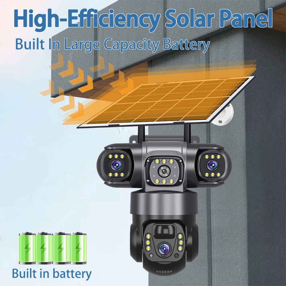 V380 Pro 15MP 6K 10X Zoom Tripla Obiettivo 4G Solare Esterno Tre Schermi PIR Motion Detection Telecamera CCTV di Sicurezza