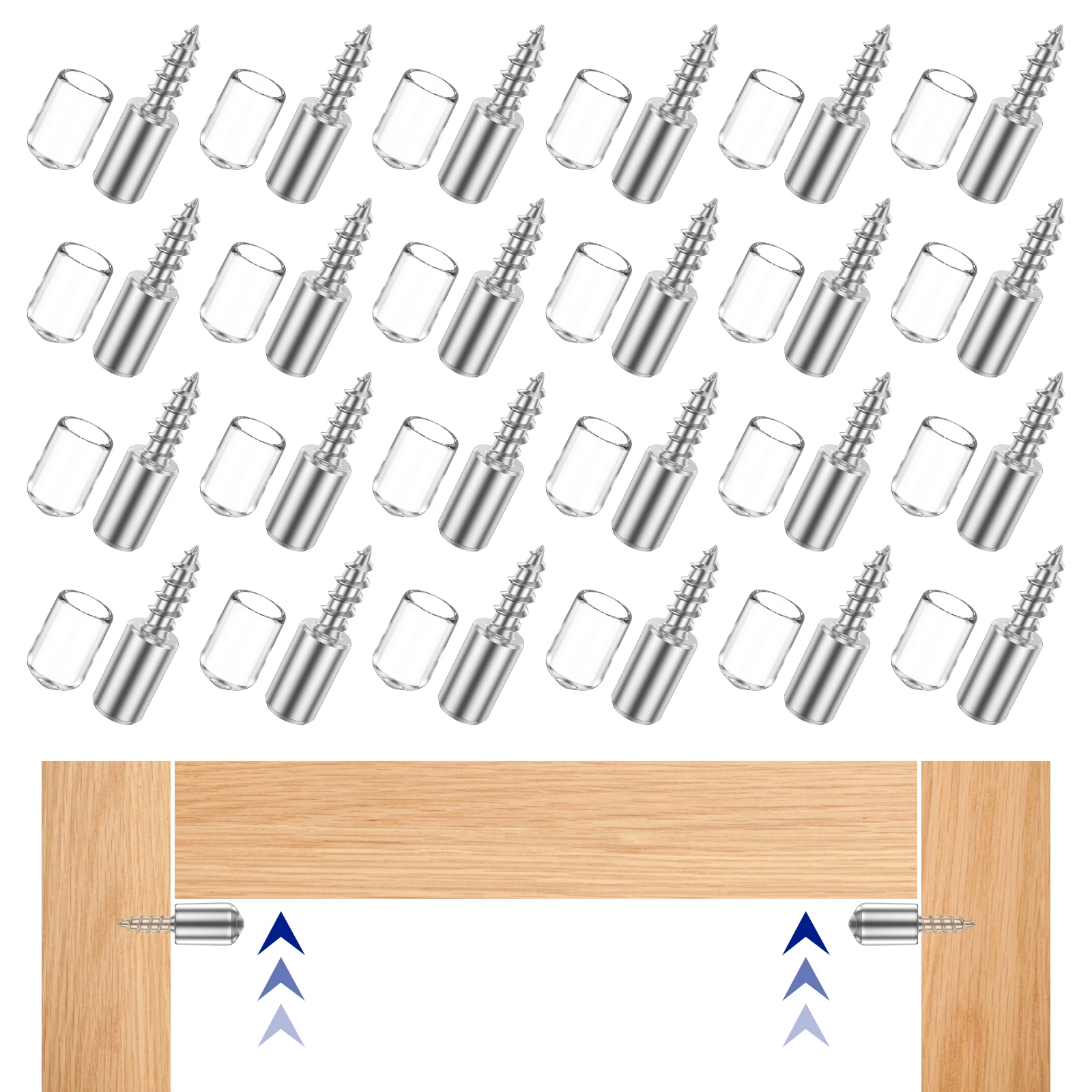 150Pcs Self-Tapping Screws Metal Shelf Bracket Screws Pegs with Dust Cover Cross Head Cabinet Laminate Support Holder No