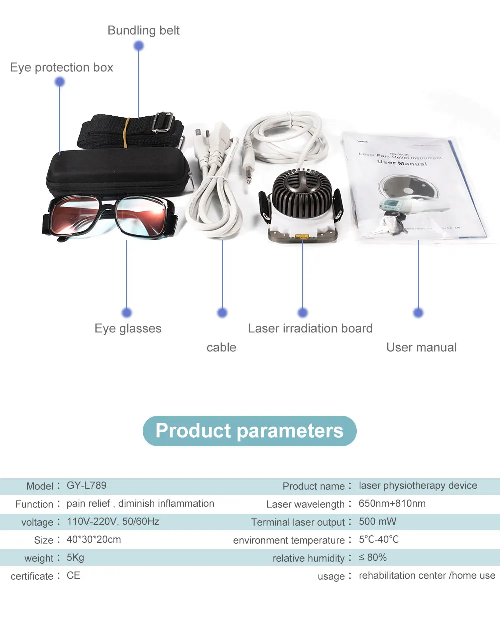 Klasse 3B 810nm Niedrigenergie-Lasertherapiegerät Handgehaltenes Kaltlaser-Körperschmerztherapiegerät für Muskel- und Gelenkschmerzen Physiotherapie – Detail 10
