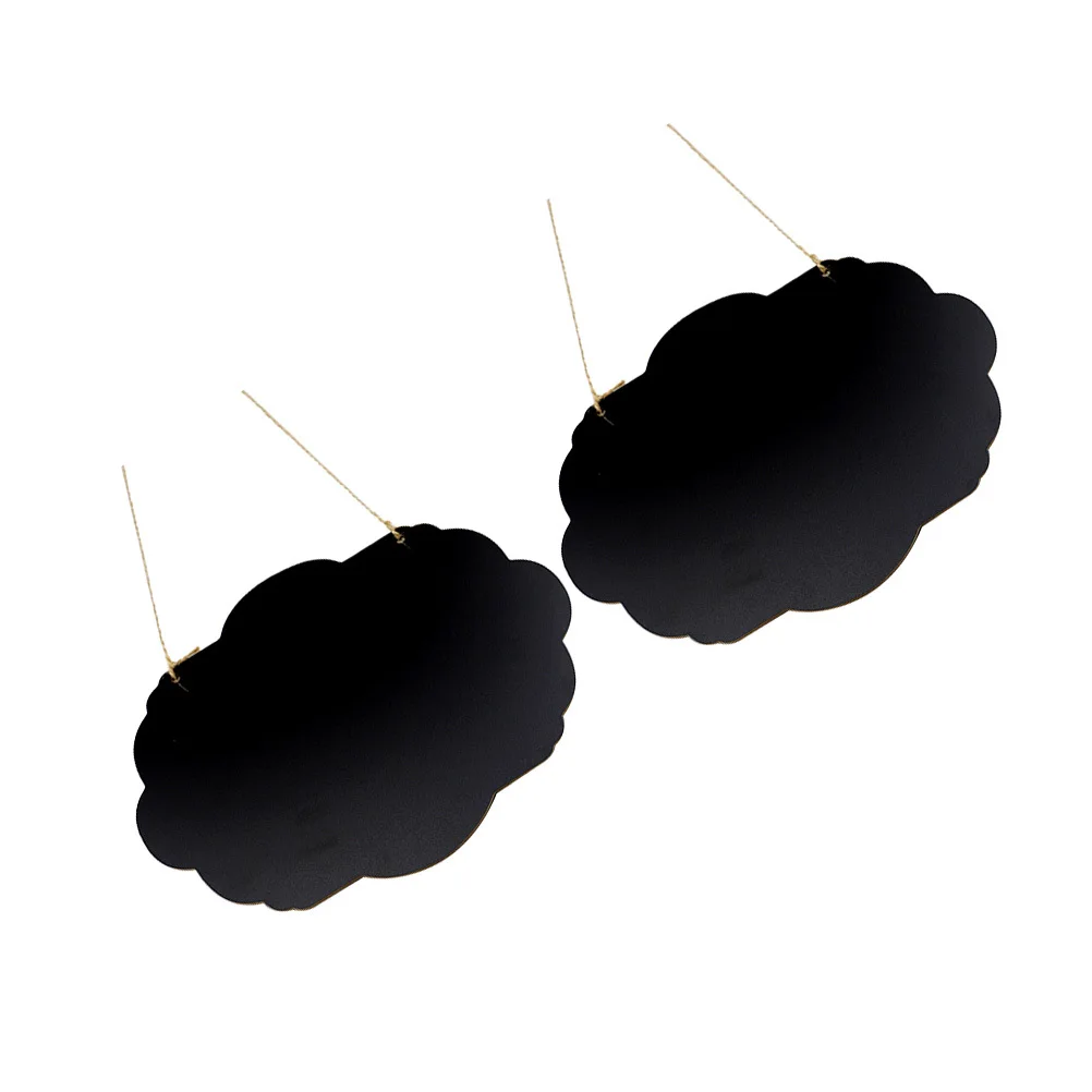 2Pcs Wooden DIY Chalkboards Cloud Shape Double-Sided Writing Boards Lanyard Hanging Decorative Blackboard for Wall Door Window