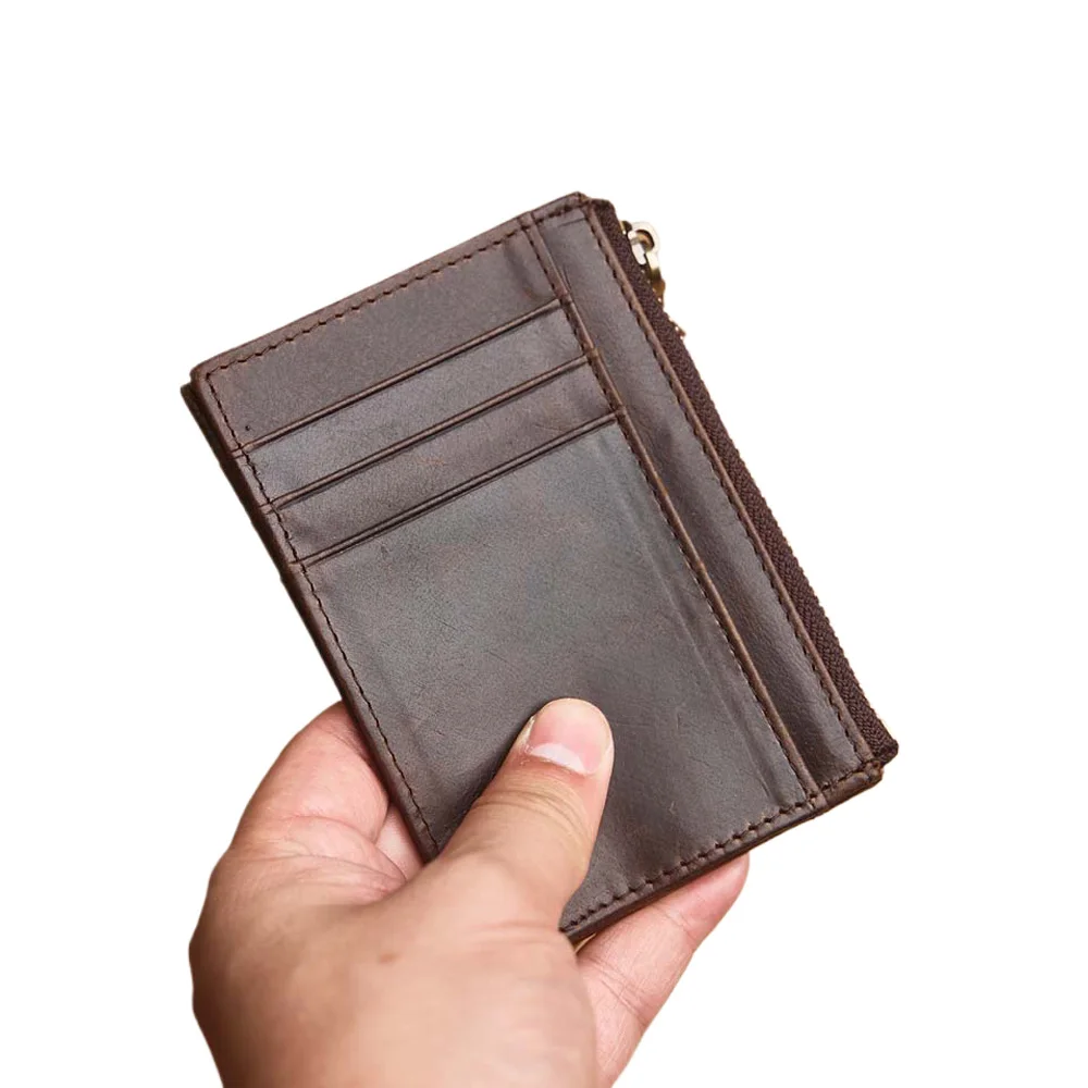 Genuine Leather Wallet Men's Short Handmade Top Layer Cow Leather Retro Casual Versatile Ultra-thin Wallet